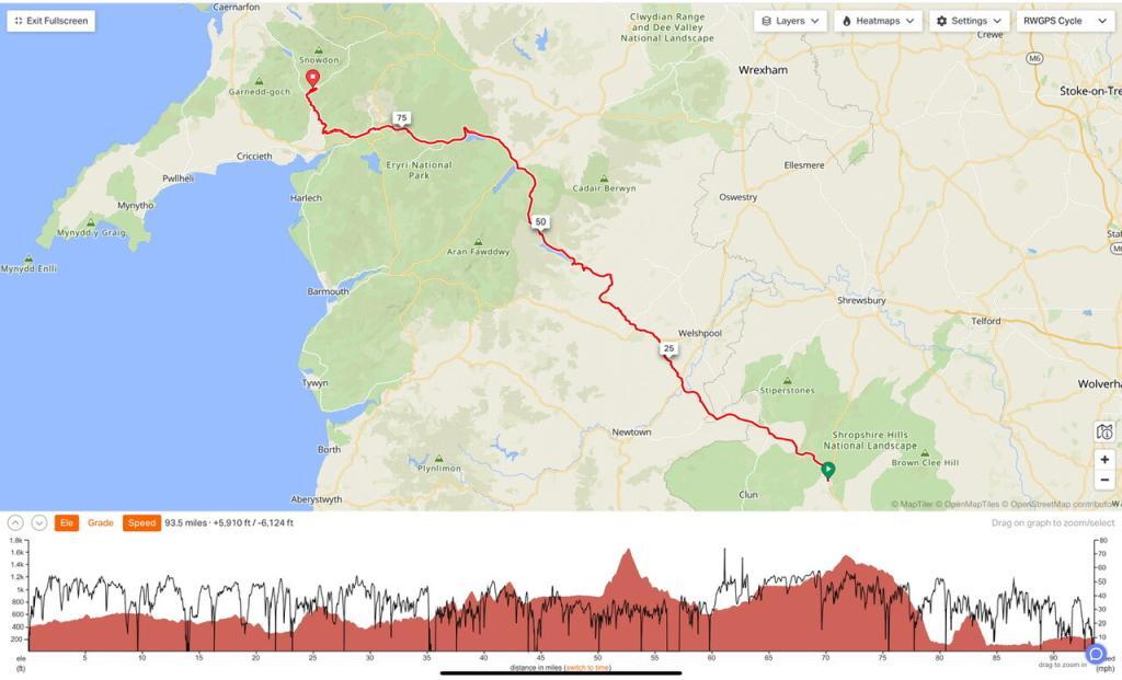 North Wales Day 1 Route Map